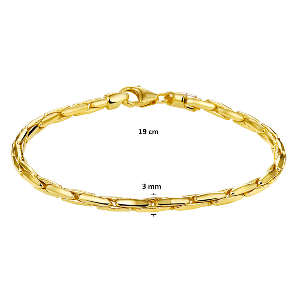 9k armband 3,0 mm 19 cm massief 9K geel/zilverkern