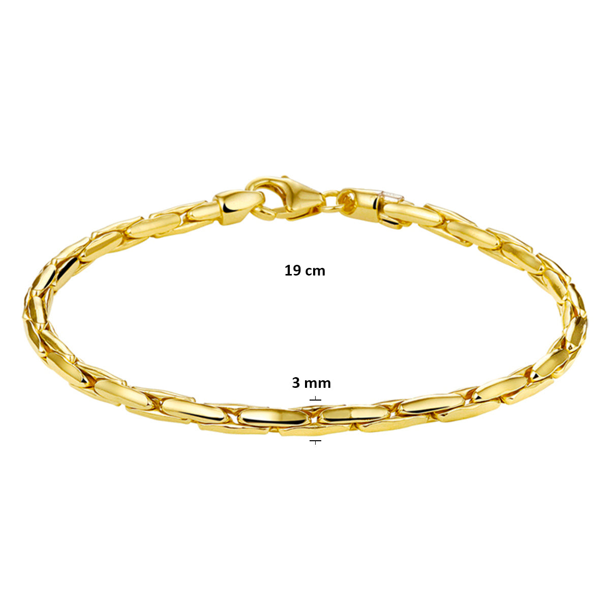 9k armband 3,0 mm 19 cm massief 9K geel/zilverkern