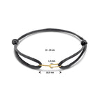 Armband Satin Schwarz 13 - 26 cm 14K Gold mit Gummi/Nylon/Leder