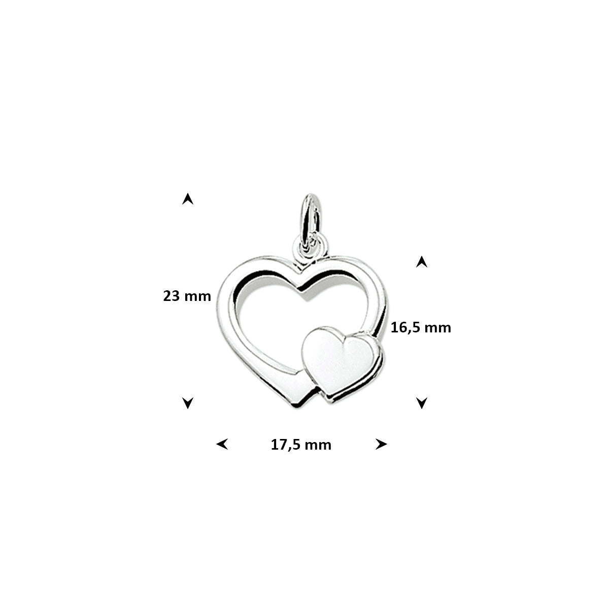 hanger hart zilver gerhodineerd
