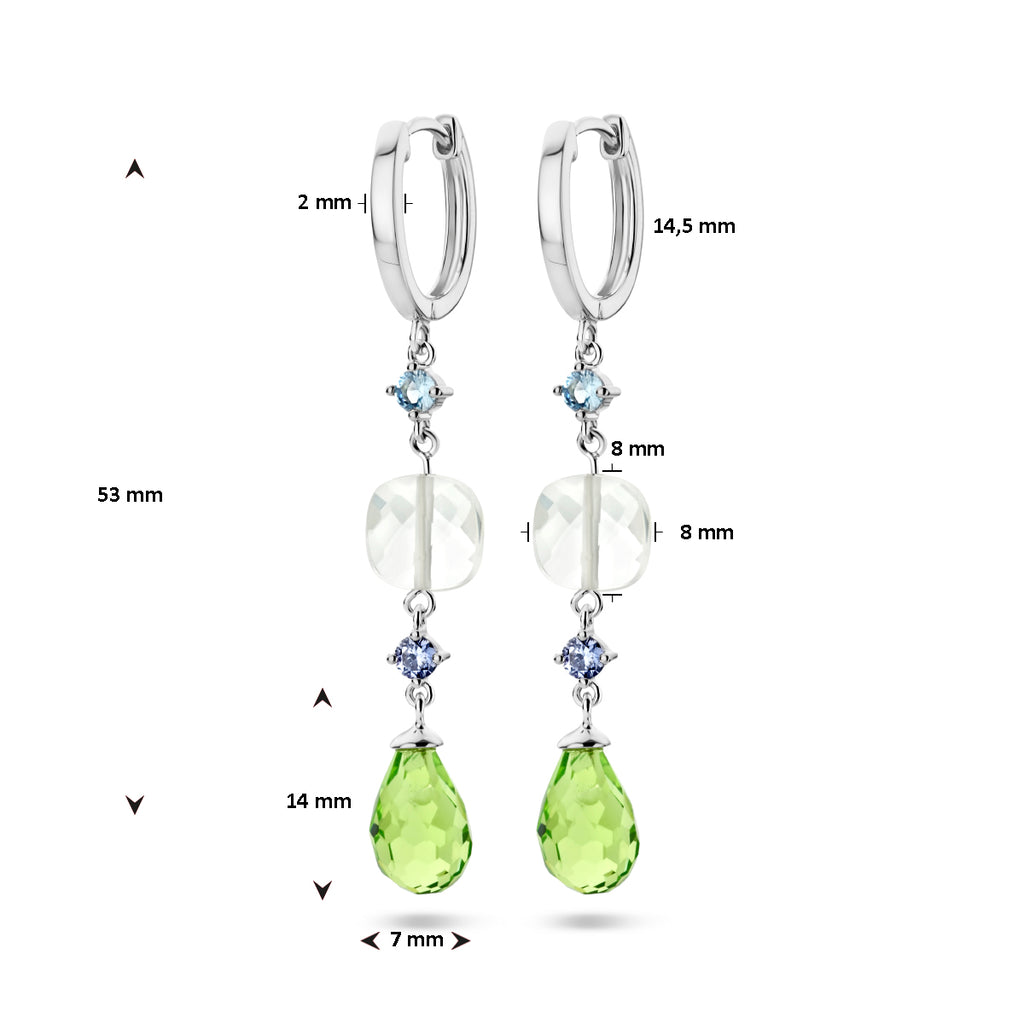 Ohrringe Farbe Stein Silber rhodiniert