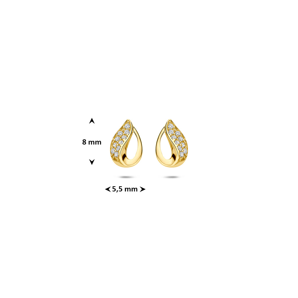 9k oorknoppen zirkonia 8 mm 9K geel