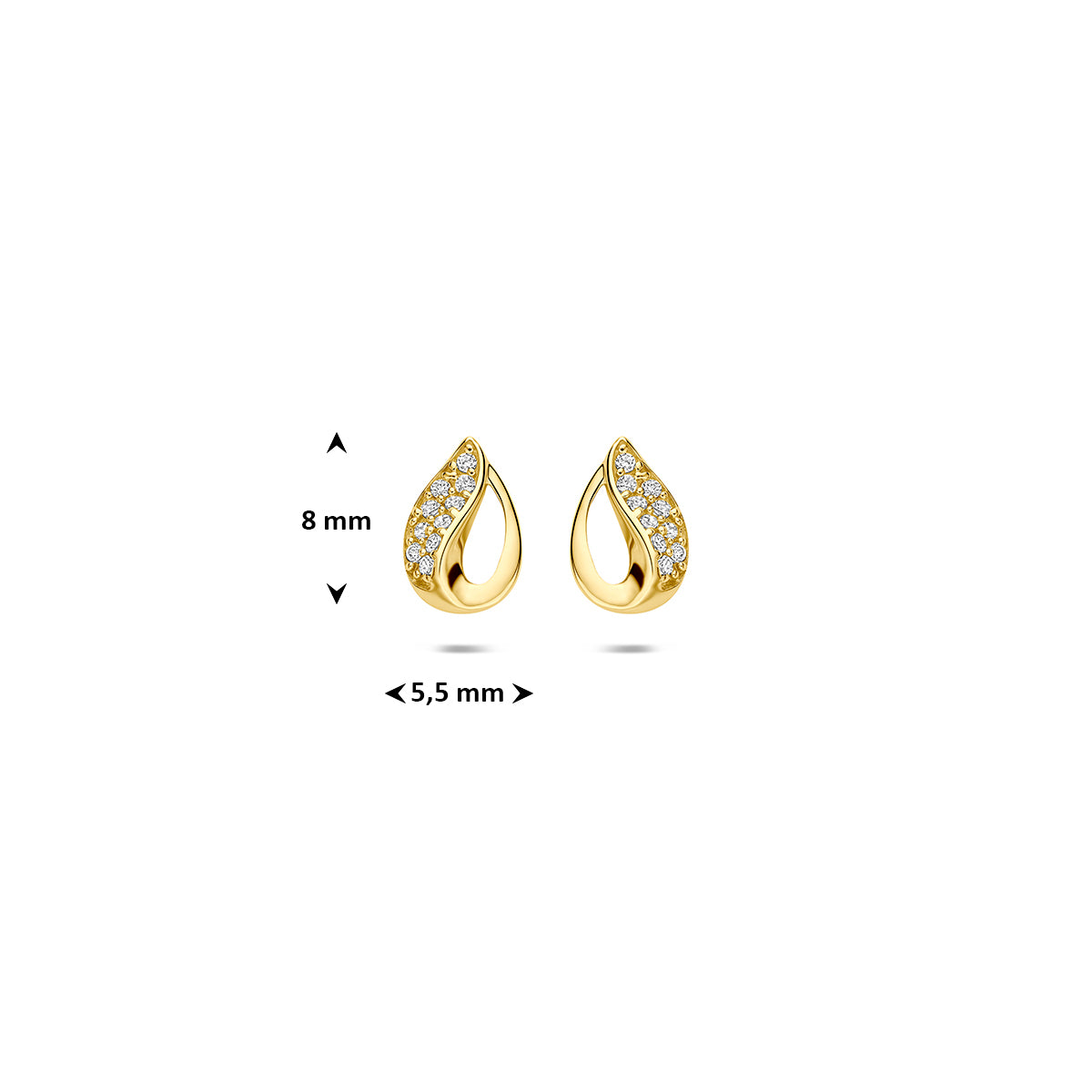 9k oorknoppen zirkonia 8 mm 9K geel