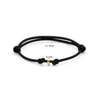 Armband Satin Schwarz 13 - 26 cm 14K Gold mit Gummi/Nylon/Leder