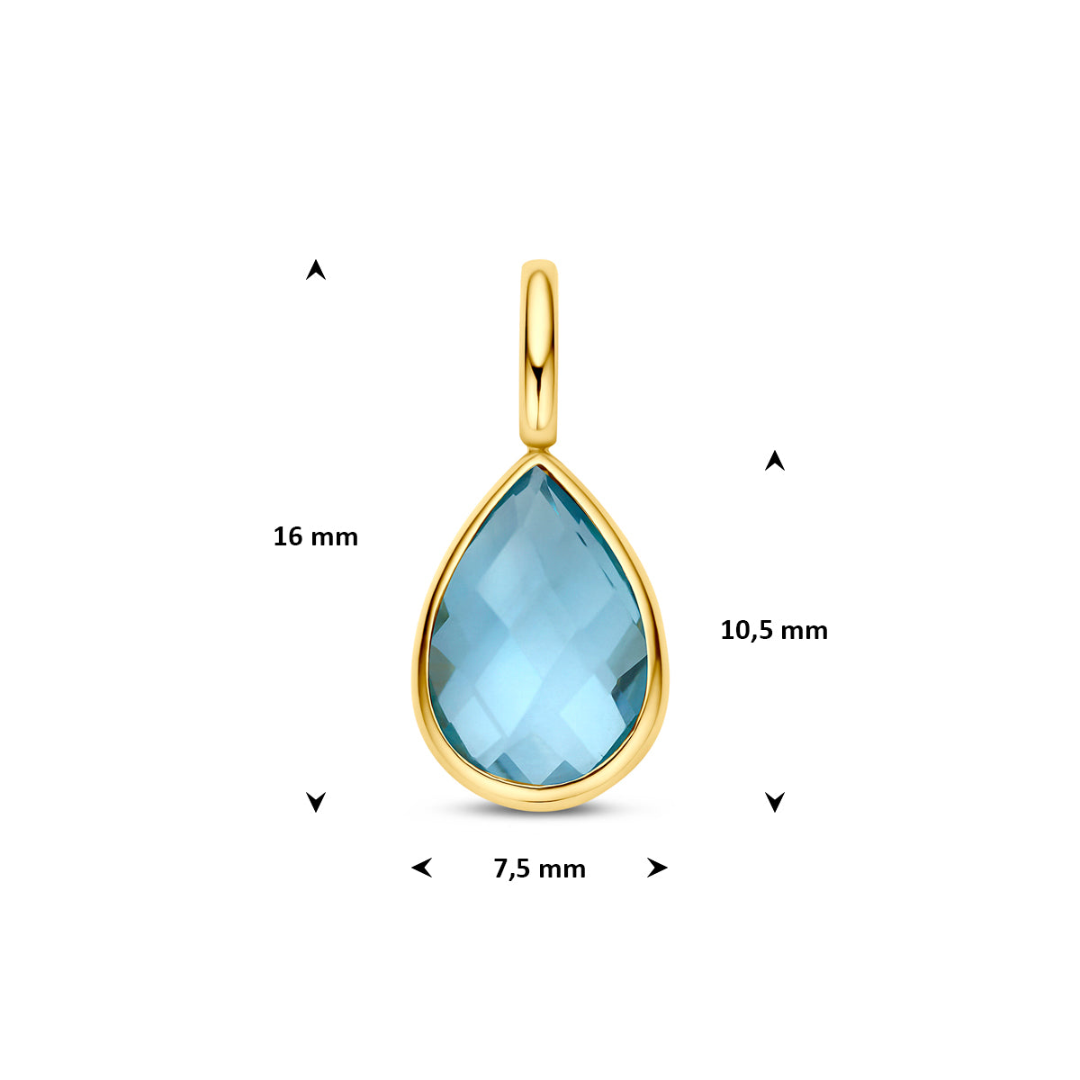 9k hanger blauw topaas 10,5 mm 9K geel