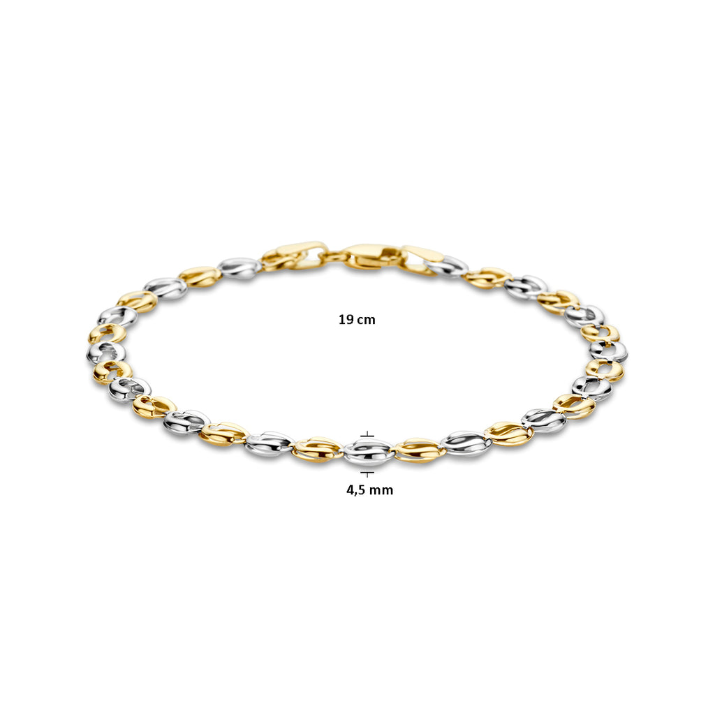 armband 4,5 mm 19 cm 14K bicolor goud geel/wit