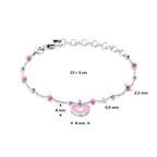 Armband Emaille Herzchen 13 + 3 cm Silber rhodiniert