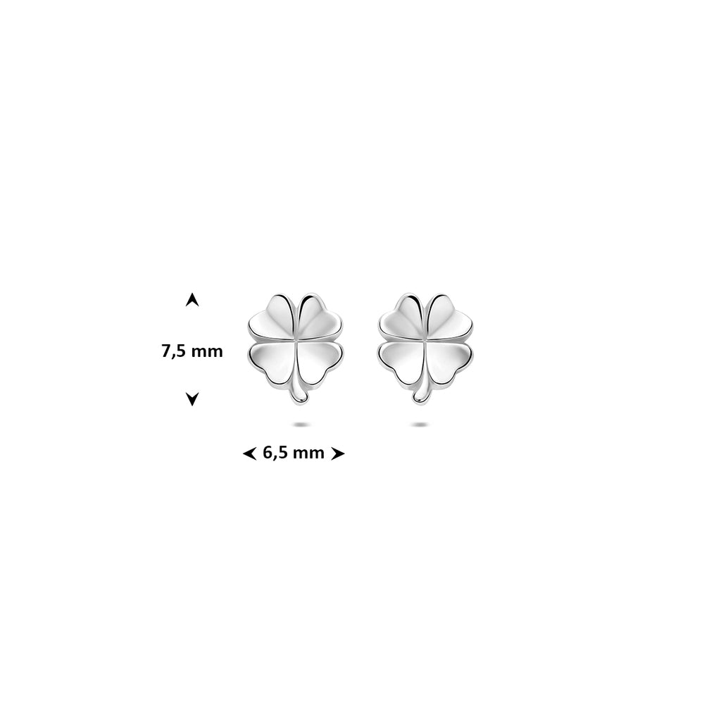 Silberne Kleeblatt-Ohrstecker rhodiniert