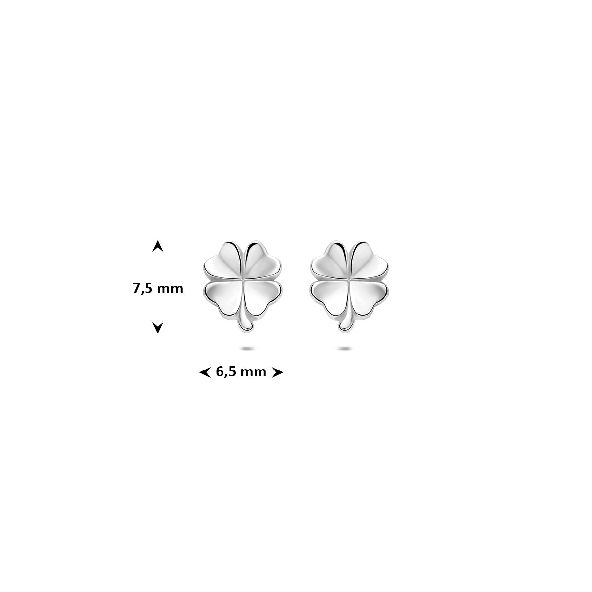 Silberne Kleeblatt-Ohrstecker rhodiniert