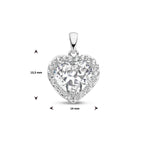 hanger hart zirkonia halo zilver gerhodineerd