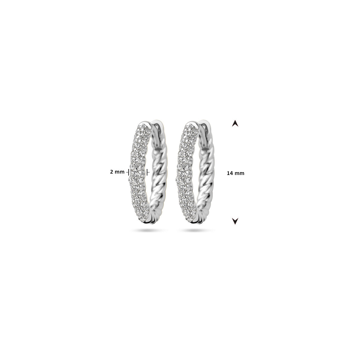 klapoorringen zirkonia zilver gerhodineerd