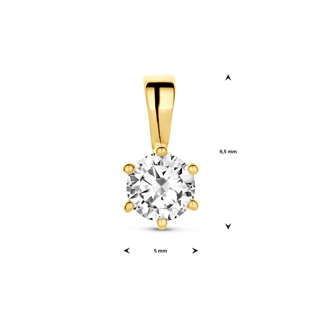 Anhänger Zirkonia 9,5 mm 14K Gelbgold
