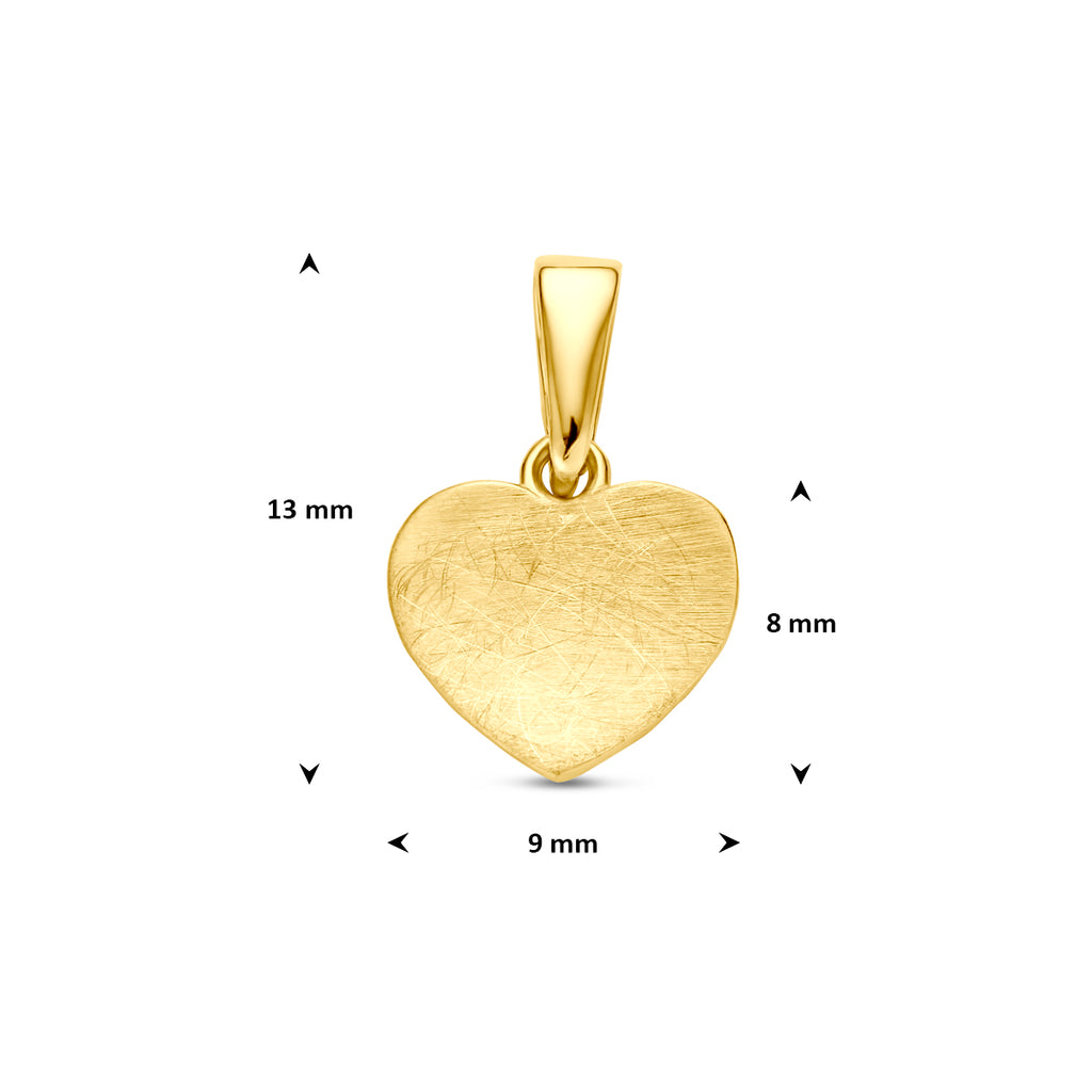 Anhänger Herz poliert/matt 13 mm 585 Gelbgold