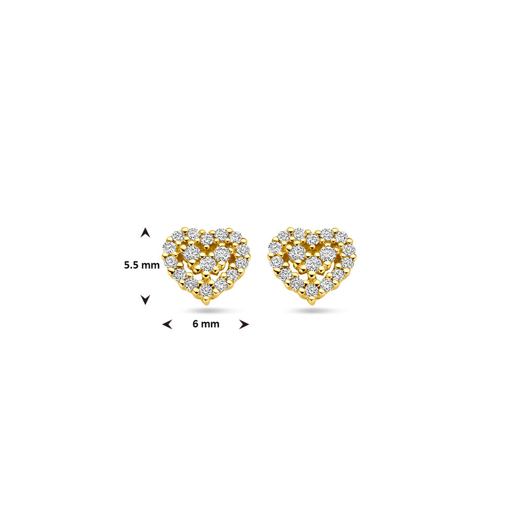 oorknoppen hartje diamant 0.16ct (2x 0.08ct) h si 14K geelgoud