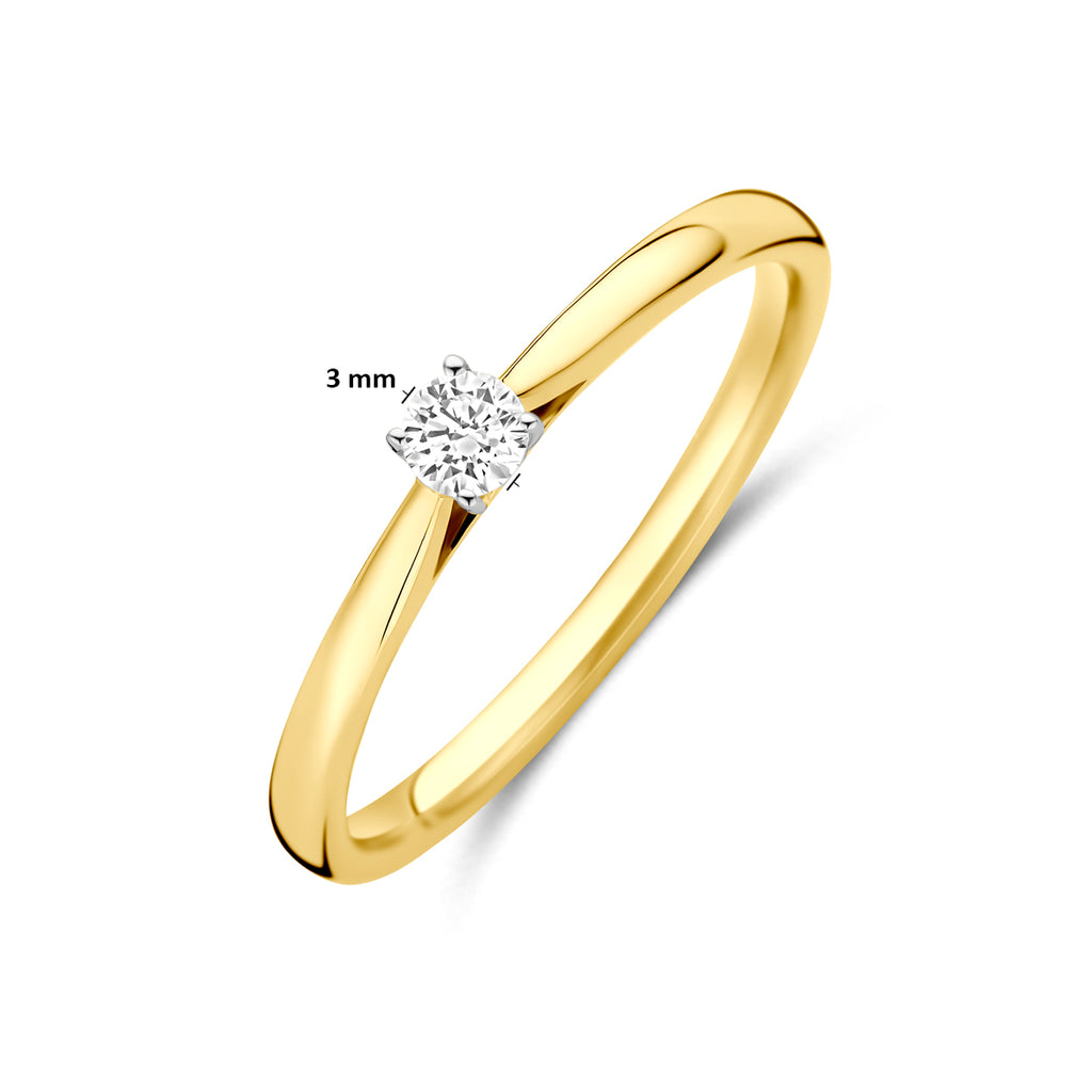 ring lab grown diamant 0.10ct h si 14K bicolor goud geel/wit
