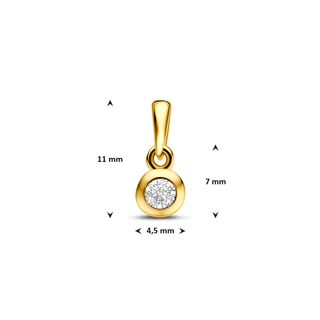Anhänger Zirkonia 11 mm 14K Gelbgold