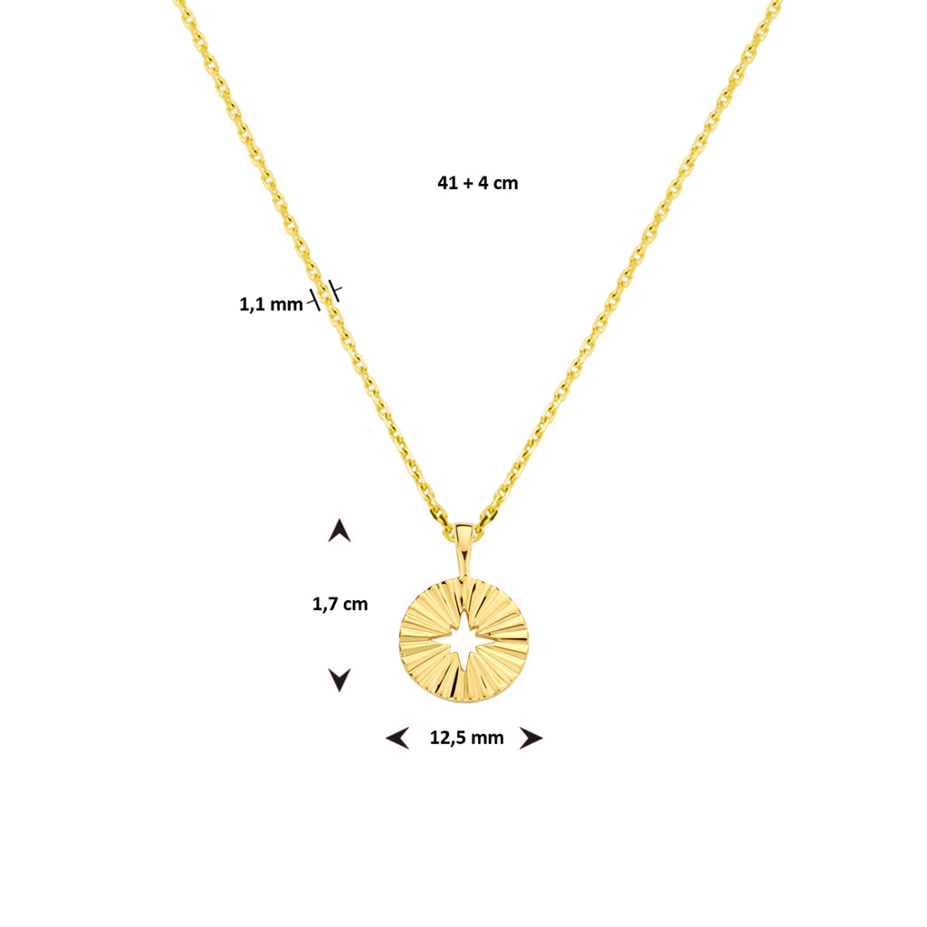 collier rondje 41 + 4 cm zilver verguld (geel)