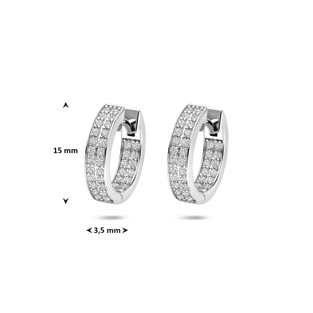 Klappcreolen Zirkonia 15 mm Silber rhodiniert