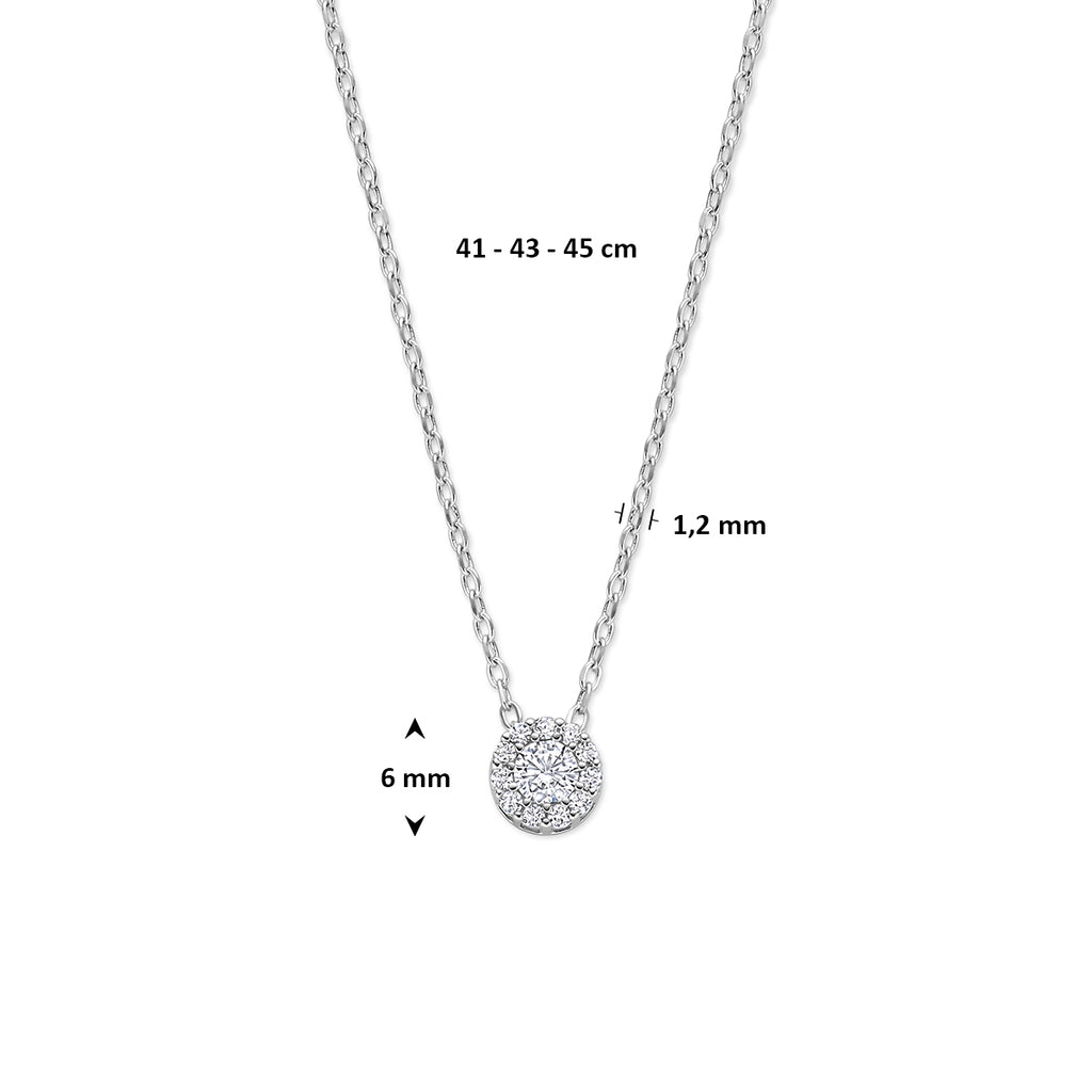 collier zirkonia 41 - 43 - 45 cm zilver gerhodineerd