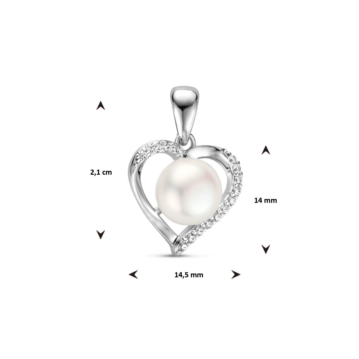 hanger hart parel en zirkonia zilver gerhodineerd