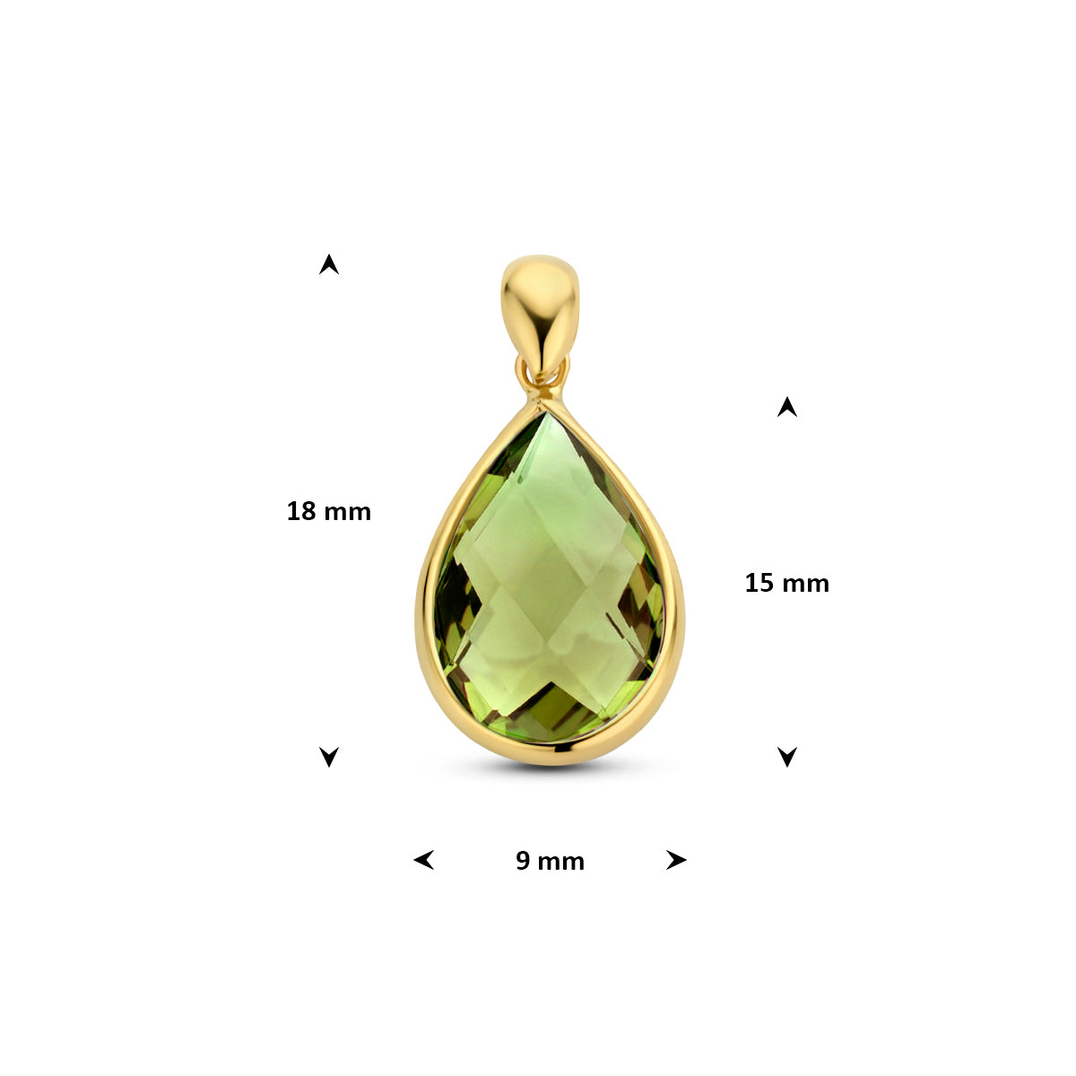 Anhänger grüner Quarz 14K Gelbgold