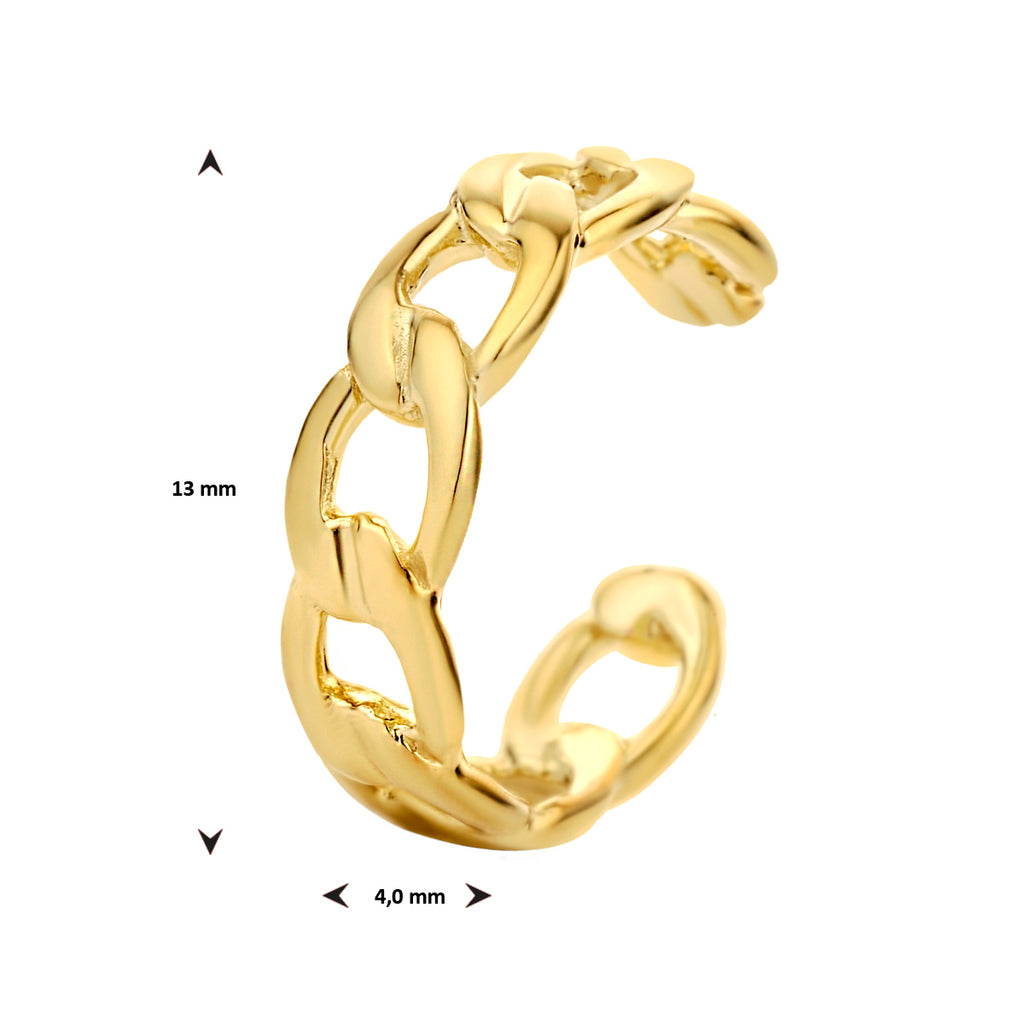 earcuff schakel 13 mm zilver verguld (geel)
