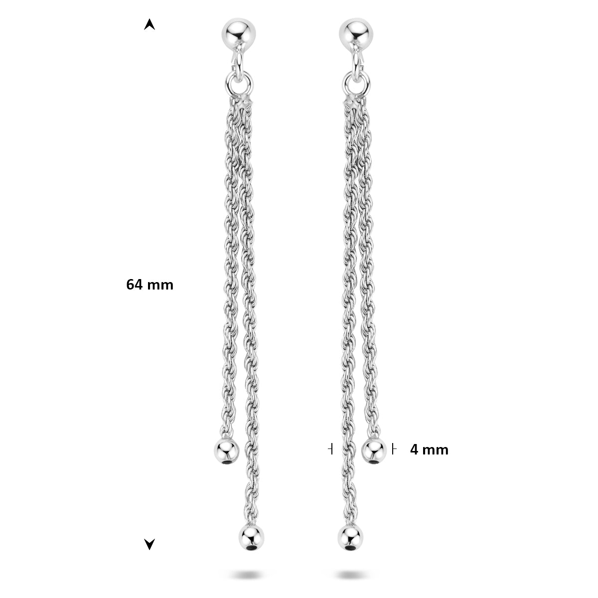 oorhangers schakel 64 mm zilver gerhodineerd
