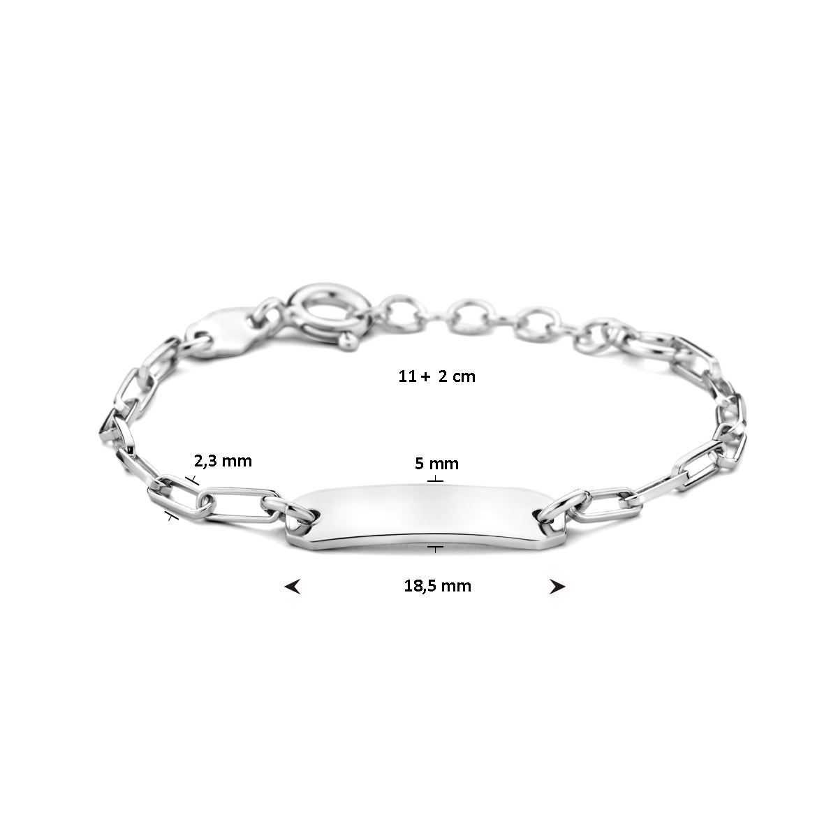 Gravurarmband 11 + 2 cm Platte 5,0 mm Silber rhodiniert