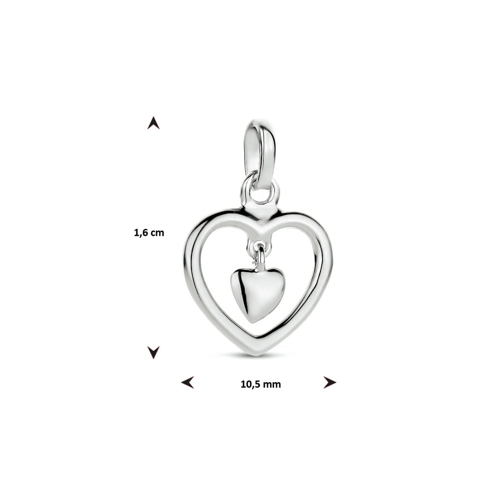 hanger hart zilver gerhodineerd