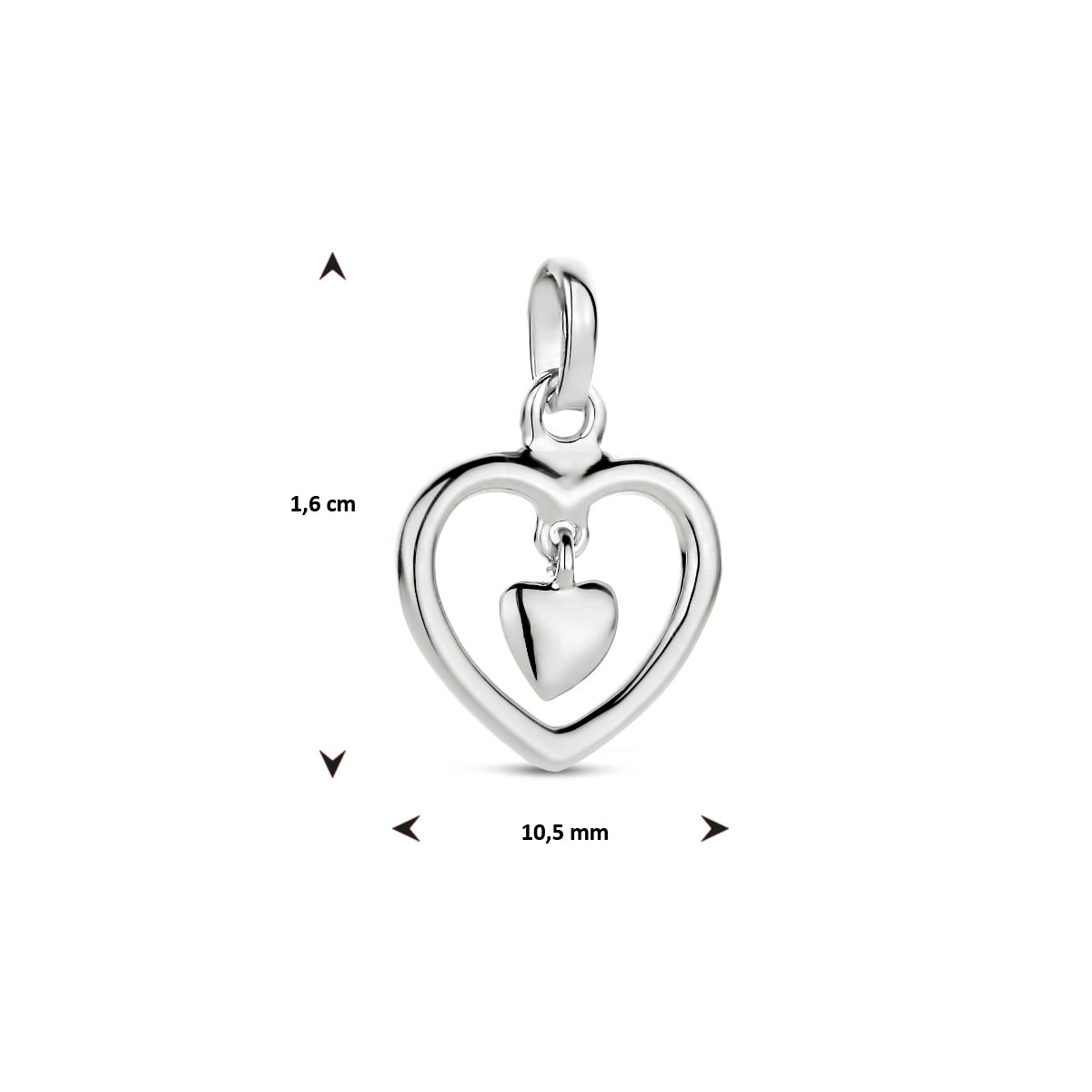 hanger hart zilver gerhodineerd