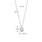 Zirkonia-Halskette 41 + 4 cm Halo-Silber rhodiniert