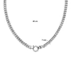 collier gourmette 7 mm 45 cm met groot veerslot zilver wit