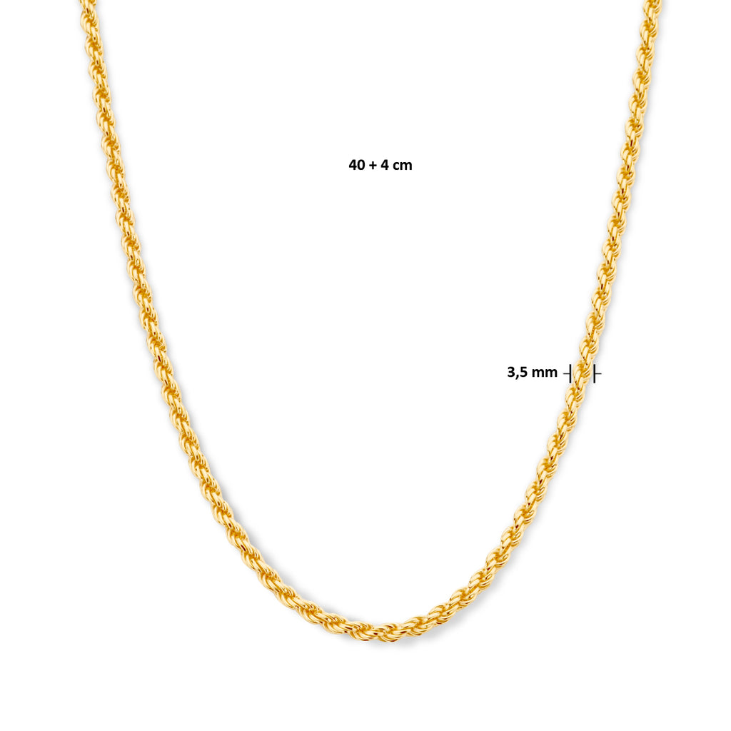 Halskette Kordel 3,5 mm 3 Mikron 40 + 4 cm vergoldet (gelb)