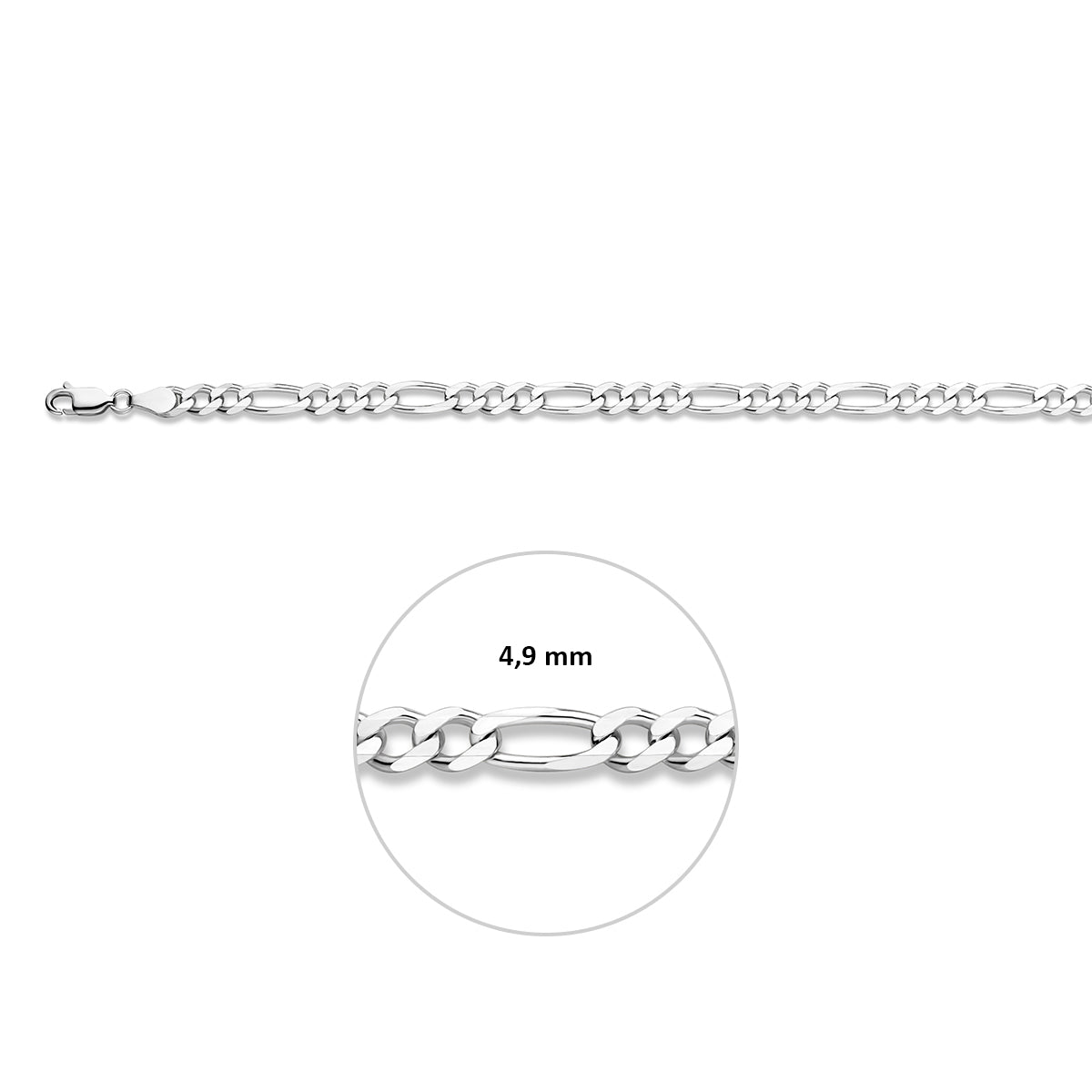 Figaro 4,9 mm silber weiß