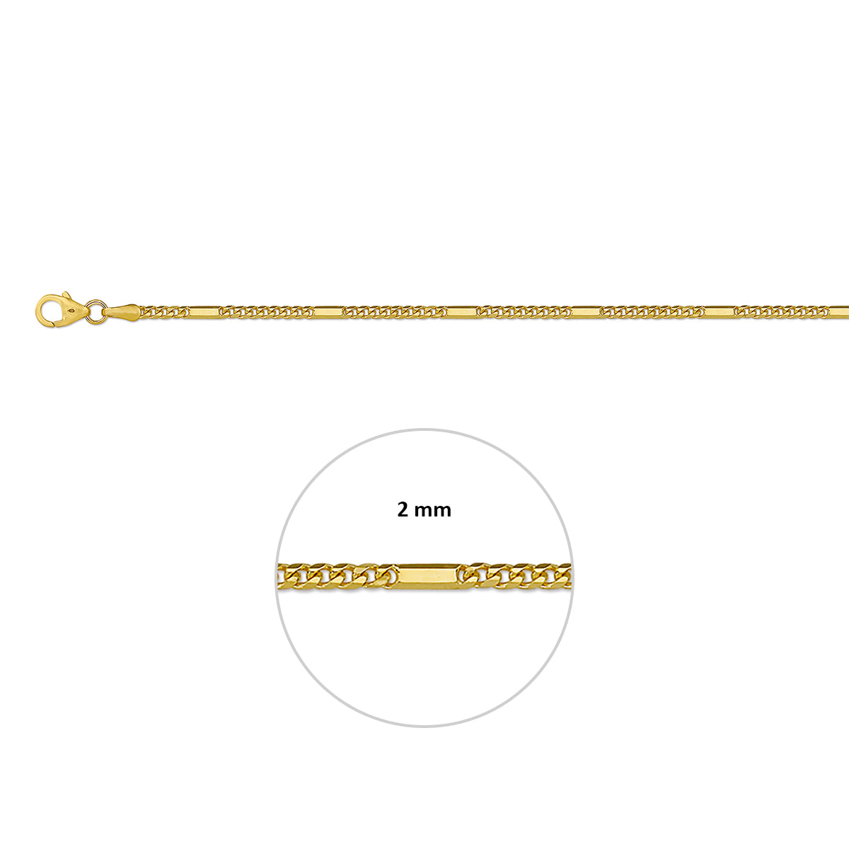 gourmette met tussenstuk 2,0 mm 14K geelgoud