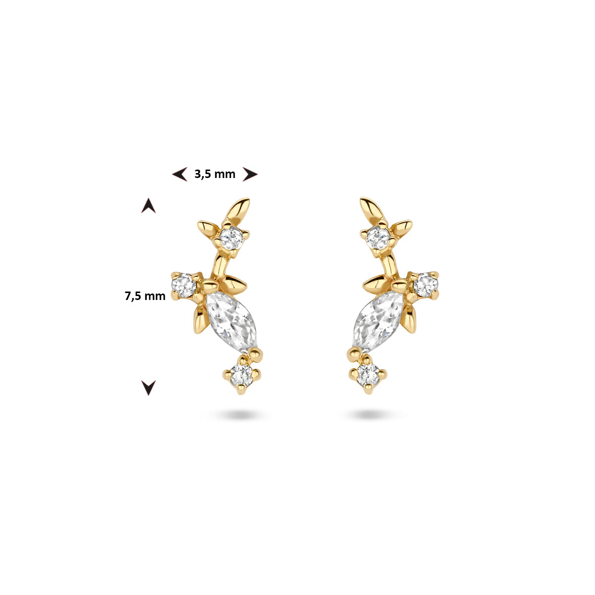 Ohrstecker Zirkonia 7,5 mm 14K Gelbgold