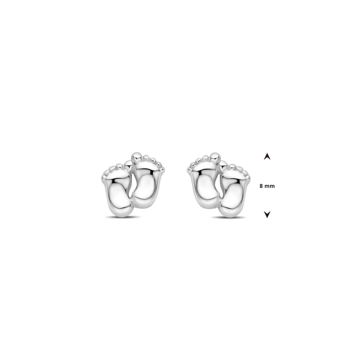 Ohrstecker Babyfüße 8 mm rhodiniertes Silber