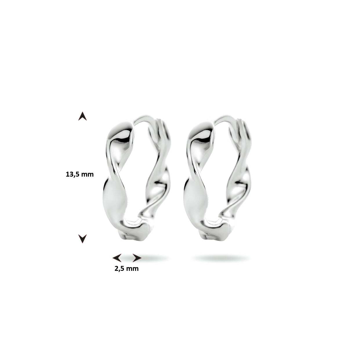 klapoorringen gedraaid zilver gerhodineerd