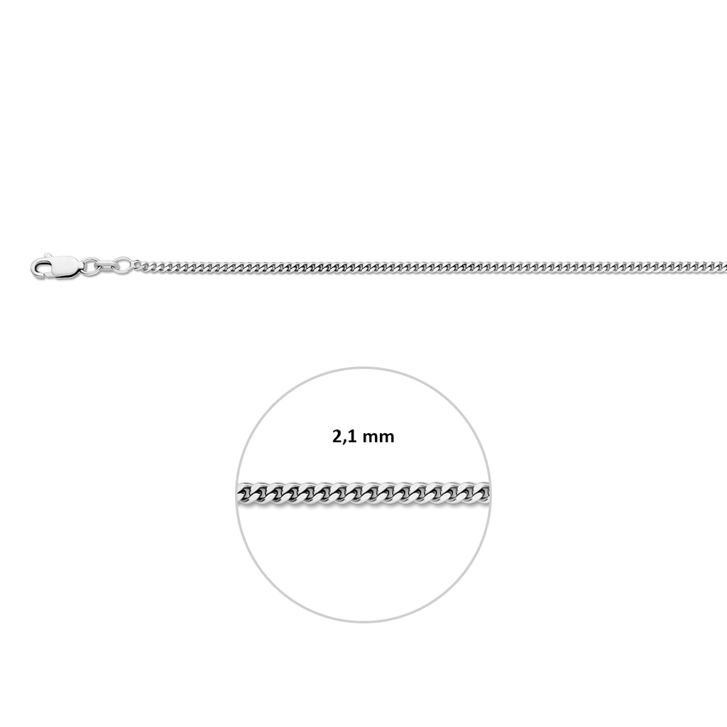 Panzerkette 2,1 mm Silber rhodiniert