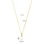 collier zirkonia en parel 42 - 45 cm 14K geelgoud