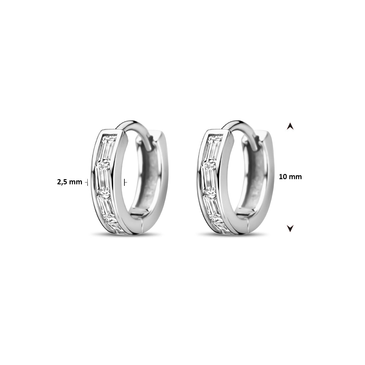 Klappohrringe Zirkonia 10 mm Silber rhodiniert
