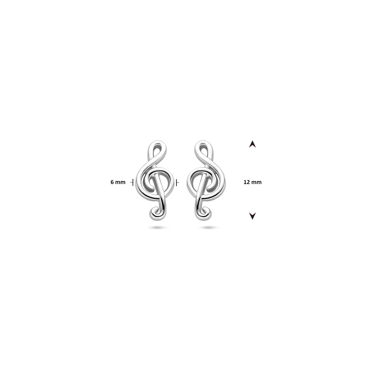 Ohrstecker Musiknote 12 mm rhodiniertes Silber