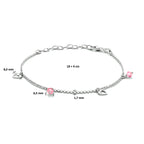 Fußkettchen Herzen 18 + 4 cm Silber rhodiniert