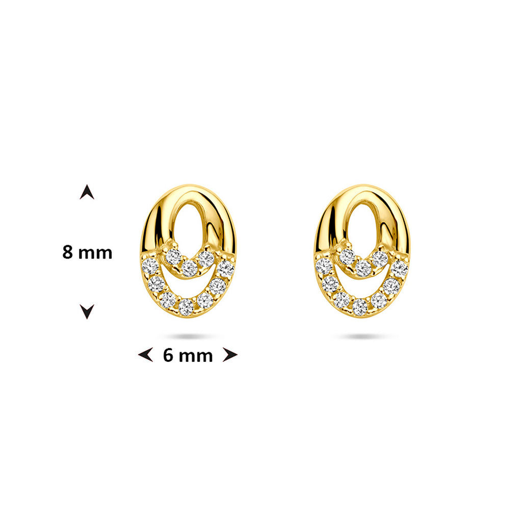 Ohrstecker Zirkonia 8 mm 14K Gelbgold