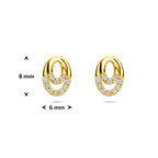 Ohrstecker Zirkonia 8 mm 14K Gelbgold