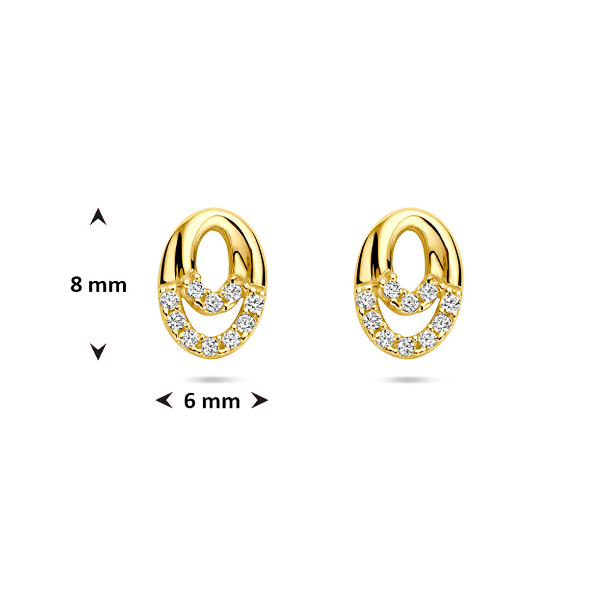 Ohrstecker Zirkonia 8 mm 14K Gelbgold