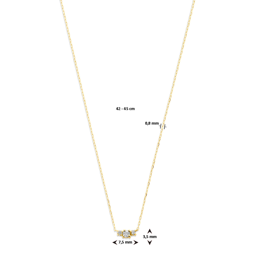 collier diamant 0.14ct h si 42 - 45 cm 18K geelgoud