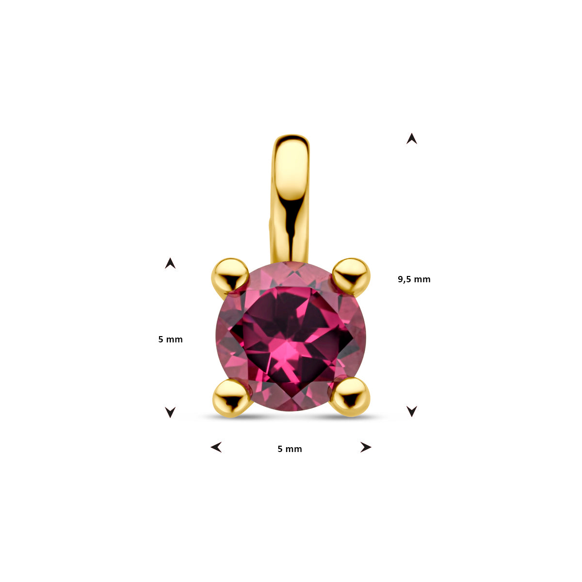 hanger roze rhodoliet 14K geelgoud