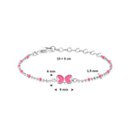 armband vlinder emaille 13 + 3 cm zilver gerhodineerd