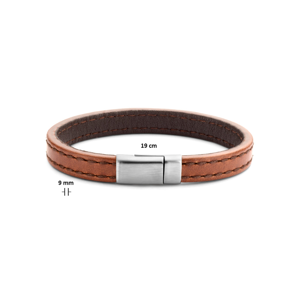 Armband Leder braun 9,0 mm Edelstahl